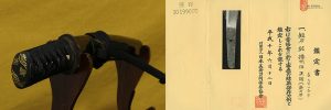 (04-1209)<br><font color="#0000ff"><strong>保存刀剣</storong></font><br>新々刀 播州住正國 九寸二分半 合口拵入