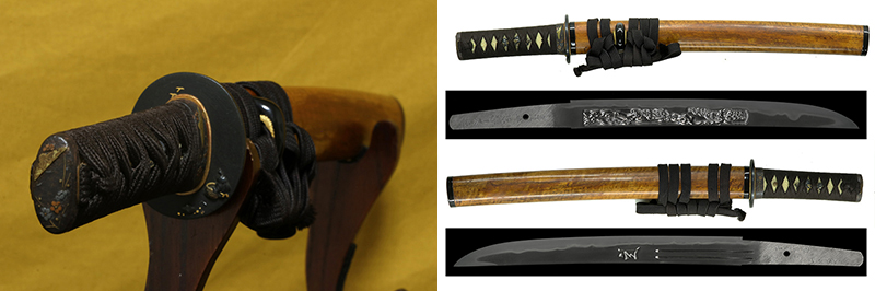 (04-1217)<br>現代刀 大宮住井原輝日天造 九寸八分 白鞘入 合口拵付