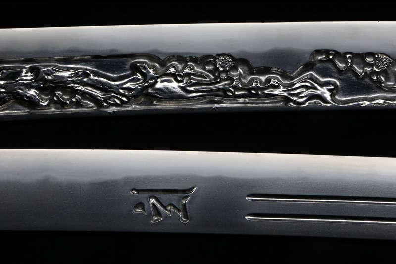 (04-1217)<br>現代刀 大宮住井原輝日天造 九寸八分 白鞘入 合口拵付 - 画像 (12)