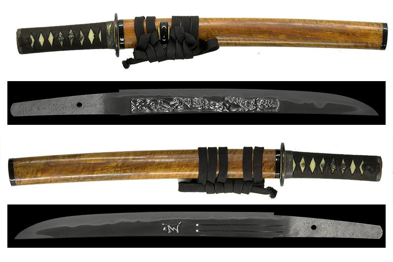 (04-1217)<br>現代刀 大宮住井原輝日天造 九寸八分 白鞘入 合口拵付 - 画像 (3)