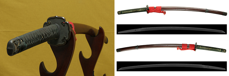 (02-1840)<br>新刀 兼元七代め傳助作之 二尺三寸 太刀拵入、白鞘付